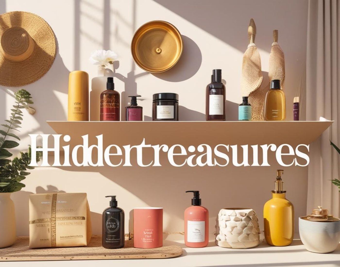 create an image for my blog post which will be a landing page for products. Let the image be with the title HiddenTreasures